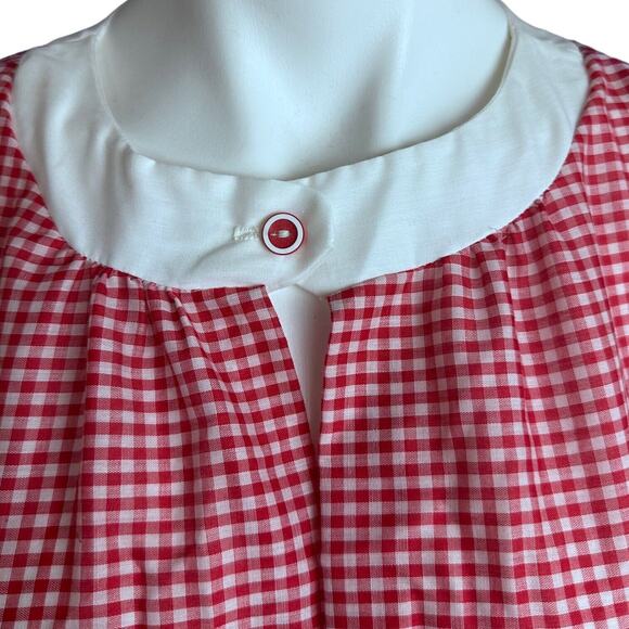Vtg Sears Roebuck House Day Dress Sz S Red White Gingham Pinup Summer Picnic 60s - Picture 6 of 13